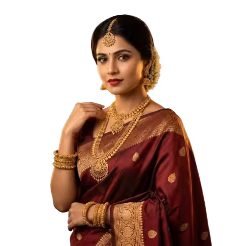 Woman wearing traditional gold jewelry - Lotus Gold Company